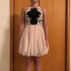 Black and Blush Colored Homecoming Dress